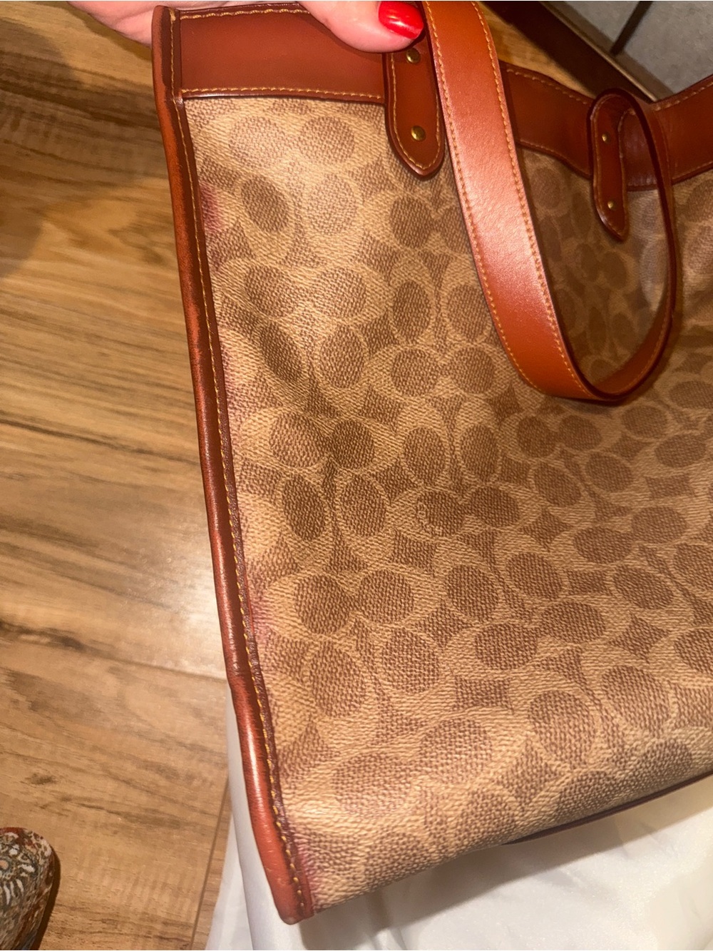 Coach Brown Signature Canvas Tote with Strap - Picture 9 of 10